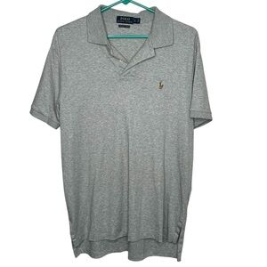 Polo Ralph Lauren Men's Cotton Blend Terry Polo Shirt Grey Pima Soft Touch